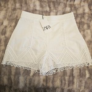 Zara White Lace Shorts